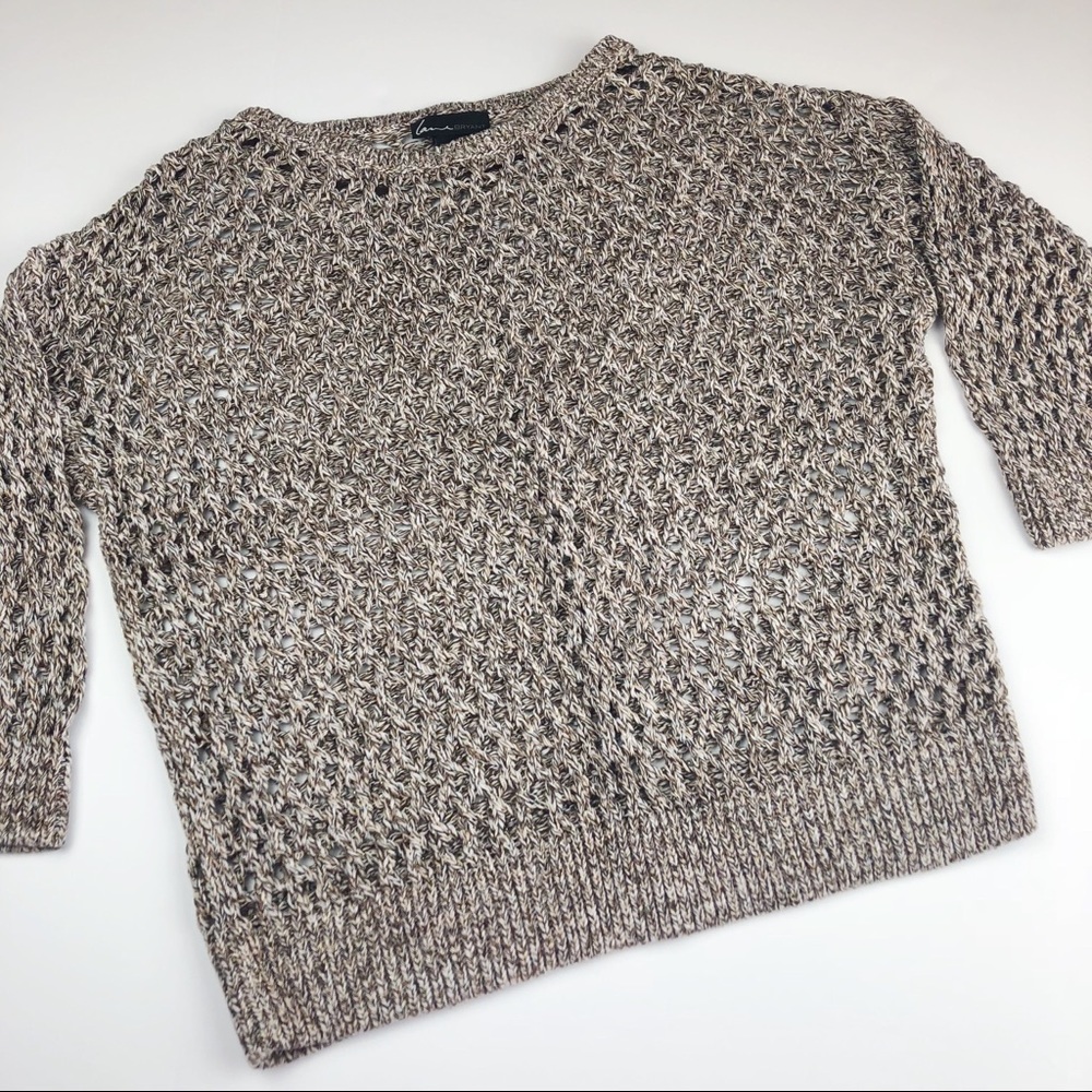 Lane Bryant Open Knit 3/4 Sleeve Metallic Sweater - Picture 2 of 6